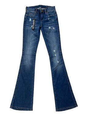 BLANKNYC Women’s Skinny Bell Flare Jeans Blue Size 25 Stretch Lyocell Denim 34”